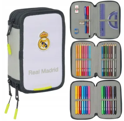 Zdjęcie produktu dla PIÓRNIK POTRÓJNY REAL MADRYT RM TEAM 25/26 WHITE 37 elementów SAFTA