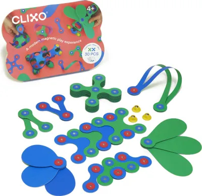 Produktbild von Clixo Crew Blau & Grün 30 tlg. Magnetspielzeug für Kinder ab 4 Jahren