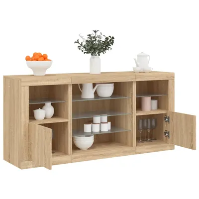 Produktbild von vidaXL Sideboard mit LED-Leuchten Sonoma-Eiche 142,5x37x67 cm