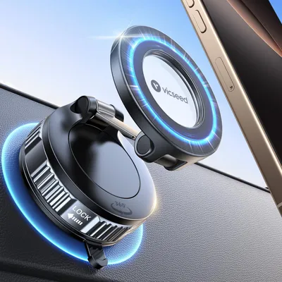 Produktbild von Magnetischer Handyhalter für das Auto – Saugnapfhalterung – 360° schwenkbar – Faltbar – Für iPhone 12 bis 16 und andere Smartphones