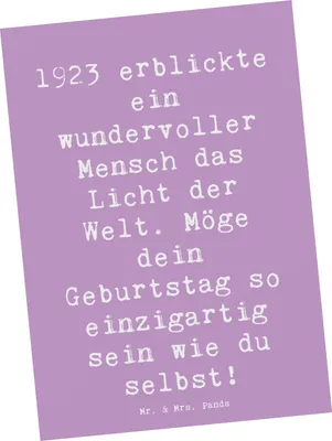 Produktbild von Mr. & Mrs. Panda Postkarte Spruch 1923 Geburtstag - Lavendeltraum - Geschenk, unvergesslich, besondere Momente feiern, Geburtstagsgeschenk, bildkarte, Ansichtskarte