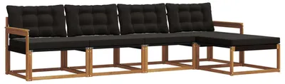 Immagine prodotto di vidaXL Set divani da esterno con cuscini 5 pezzi Naturale e Nero