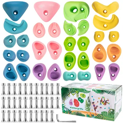 Image de 32 prises d'escalade pour enfants - Blocs d'escalade de couleurs vives