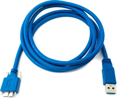Produktbild von SYSTEM-S USB 3.0 Kabel 180 cm Micro B Stecker zu Typ A Stecker Schraube in Blau