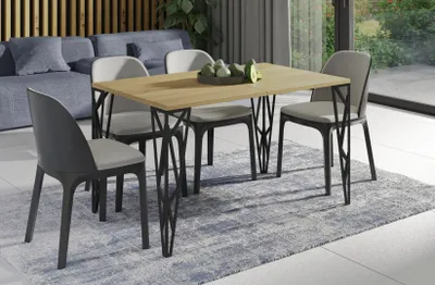 Image de Endo-Möbel Table de salle à manger Rulo 130cm - 210cm extensible Design Table de cuisine châssis métallique (chêne naturel)