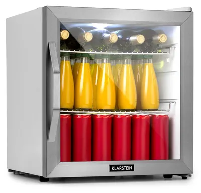 Produktbild von Klarstein Mini Kühlschrank mit Glastür, Mini-Kühlschrank für Zimmer, Getränkekühlschrank Klein mit Verstellbaren Ablagen, Kleiner Kühlschrank 47 Liter, Indoor/Outdoor Kühlschrank Leise