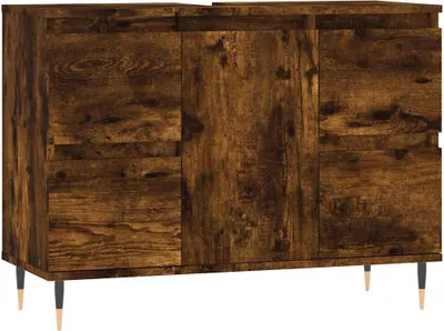 Obrázek produktu pro vidaXL Koupelnová skříňka Smoked Oak 80x33x60 cm Materiál dřeva