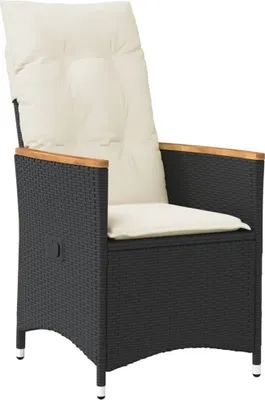 Produktbild von Gartensessel Verstellbar mit Kissen Schwarz Poly Rattan