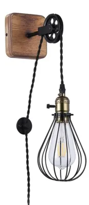 Produktbild von B·LED BARCELONA LED BarcelonaLED Wandleuchte Vintage Holz mit Kabelstecker und S