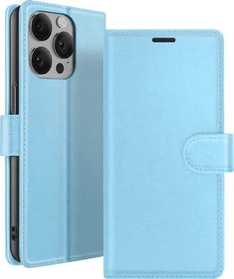 Obrázek produktu pro Zanaé, flipové pouzdro na iPhone 14 Pro s magnetickým zavíráním a držákem na karty, světle modré