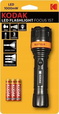 Zdjęcie produktu dla Latarka Turystyczna LED KODAK FOCUS 157 60lm IP62 ZOOM + 3 Baterie