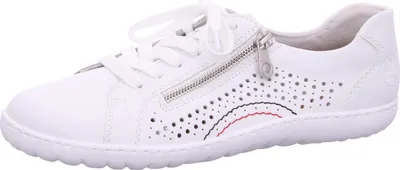 Produktbild von Rieker Damen Schnürschuh Slip-On Sneaker aus Leder mit Lochmuster 52824, Größe:38 EU, Farbe:Weiß