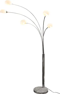 Produktbild von SalesFever Stehleuchte Five Fingers 210 cm | bewegliche Arme mit Glasschirm | echter Marmorfuß | B 122 x T 38 x H 210 cm | weiß