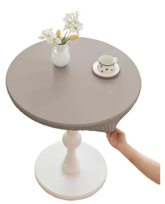 Obrázek produktu pro Kulatá polyesterová ubrus, šedá, průměr 140 cm, voděodolná, s ochranou proti skvrnám