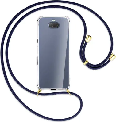 Produktbild von Handykette Backcover-Schutzhülle mit Band (Metall goldfarben) für Sony Xperia 10 - dunkelblau