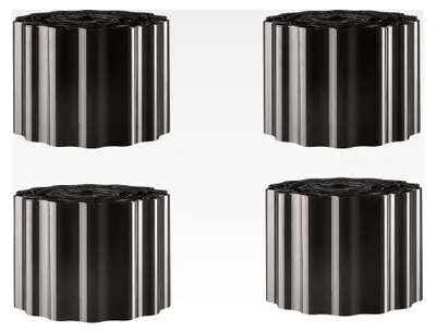 Produktbild von Rasenkante 4er Set 36 m (4 x 9 m) x 10 cm – Flexible Raseneinfassung und Beetbegrenzung aus PET-Folie, anthrazit grau, Mähkante, Rasenumrandung, wetterfest