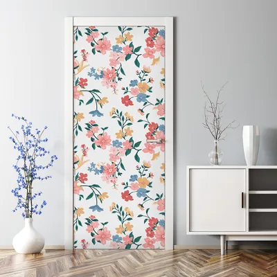 Produktbild von Dekorative Aufkleber selbstklebend Abnehmbarer Türposter Klebefolie Bunte Blumen Vintage 85 x 200 cm
