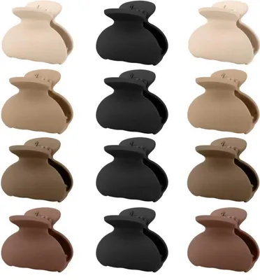 Image de Kavya Ensemble de pinces à cheveux Femmes Filles Marron 12 pièces Matt Small Clips