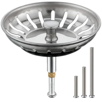 Produktbild von Höhenverstellbarer Abflusssiebeinsatz, Abflussstopfen für Siebkorb, Abflussstopfen aus Edelstahl, Spülbeckenzubehör, Spülbeckensieb, Spülbeckenstopfen, 82 mm breit