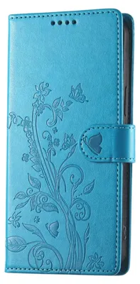 Image de Avizar, coque pour Honor 600, type étui portefeuille, motif floral avec support, couleur bleue