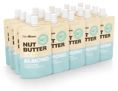 Produktbild von GymBeam - Nussbutter 2GO - Mandelbutter mit Kokosnuss und weißer Schokolade, 20 x 80 g