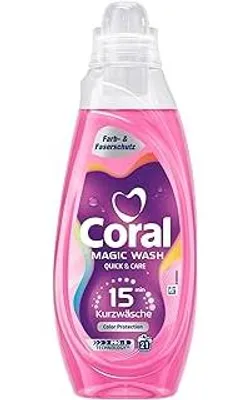 Produktbild von Coral Magic Wash Quick & Care Waschmittel Color Protection Flüssigwaschmittel für 15 Minuten Kurzwäsche mit PRO-S Technologie 21 WL