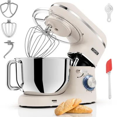 Produktbild von Fentic Küchenmaschine 2000W – Knetmaschine, Rührmaschine, Schneebesen, Knethaken, Rührhaken, 6,2L Edelstahlschüssel, 6 Geschwindigkeiten, Pulsfunktion