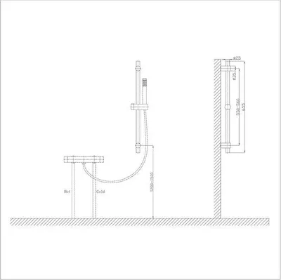 Produktbild von Famanu Duschstange 70 cm - Höhenverstellbare Handbrausehalterung - Wandmontage