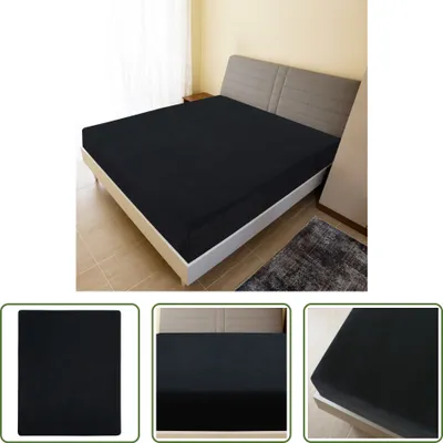 Produktbild von The Living Store Spannbettlaken Jersey Schwarz 180x200 cm Baumwolle