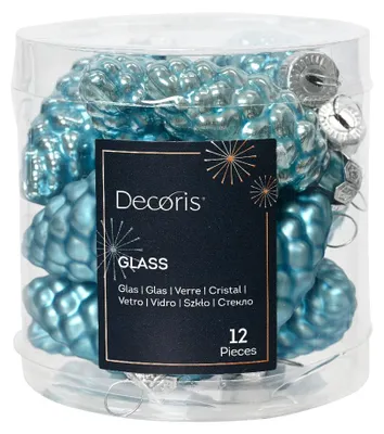 Produktbild von Christbaumschmuck Zapfen 6cm Glas 12 Stück - Zuckerblau