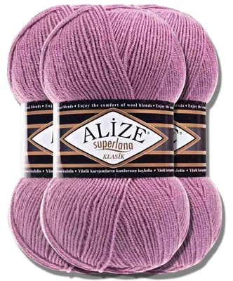 Productafbeelding van Alize 3x 100g Superlana Klasik garen, effen kleur, geschikt voor haken en breien (28)
