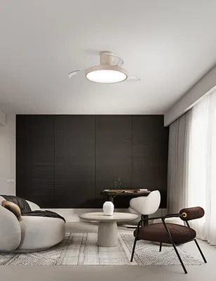 Immagine prodotto di Ventilatore da Soffitto con Pale a Scomparsa Colore Sabbia, Motore DC 40W, LED 30W Dimmerabile con Telecomando e Inversione di Marcia - Perenz