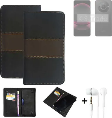 Produktbild von K-S-Trade Handyhülle + Kopfhörer kompatibel mit Sharp Aquos R8 Pro Schutzhülle Walletcase Bookstyle Tasche Schutz Case Hülle Wallet Cover