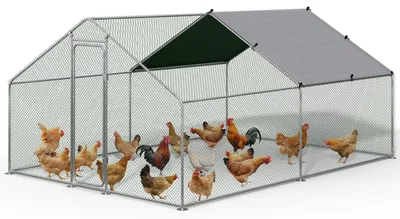 Produktbild von VOUNOT® Metall Hühnerstall Hühnerhaus Freilaufgehege mit PE-Farbtuch 4x3x2m