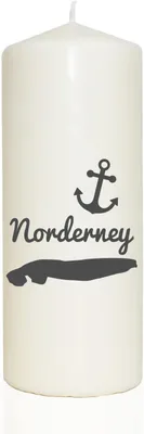 Produktbild von Spruchkerze mit Silhouette der Insel Norderney, grau, 20cm, 765g, d8cm, mit Spruch und ca. 70 Std. Brenndauer, maritim