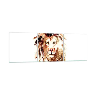 Produktbild von Bilder auf glas - Abbildung intelligent König Löwe - 90x30cm - Glasbilder - Wandbilder - Kunstdruck - zum Aufhängen bereit - Wanddekoration aus Glas - Glas Bilder - Wandbild auf Glas - GCA90x30-3067