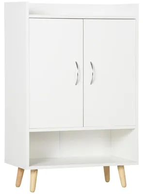 Image de Étagère à chaussures - Armoire à chaussures - Pour 12 paires de chaussures - Avec 4 étagères - 2 portes - En bois mélaminé - Bois