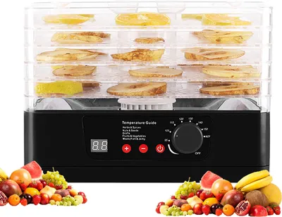 Produktbild von Dörrautomaten, 350W, 5 Etagen, 1-48h Timer, Dörrgerät, Dehydrator, Trockenobstmaschine, Temperaturregler, für Pilze, Gemüse, Obst, Fleisch und Fisch