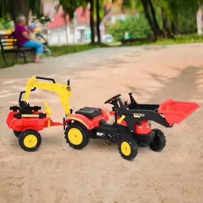 Obrázek produktu pro Dětské auto s čelním nakladačem | Barva: červená | Rozměry: 16,53 x 70,47 x 23,22 cm