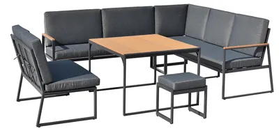 Produktbild von home24 Loungegruppe - 5-teilig - Stahl / Webstoff - Grau