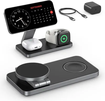 Zdjęcie produktu dla Bezprzewodowa ładowarka 3 w 1, szybka magnetyczna stacja ładująca do iPhone'a i Apple Watch