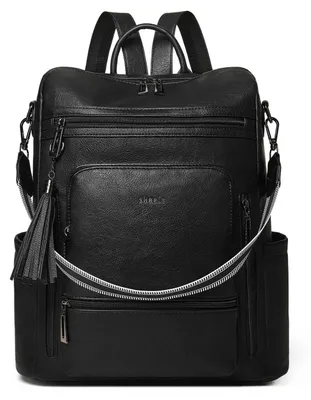 Produktbild von Damen Rucksack Kunstleder 15,6 Zoll Notebookfach Wasserdicht Schwarz Zweifarbig