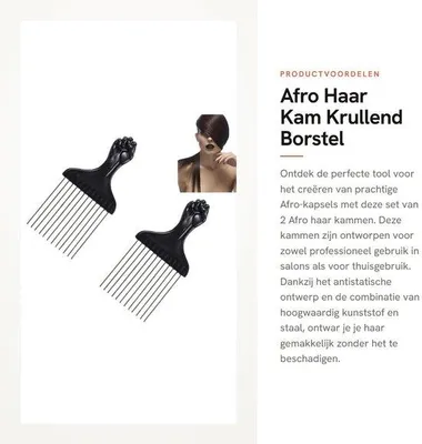Produktbild von Afro-Haar-Krull-Borstel - 2 Stücke - Antistatisch für Afro-Kapsel - Styling-Tool - Plastik und Stahl