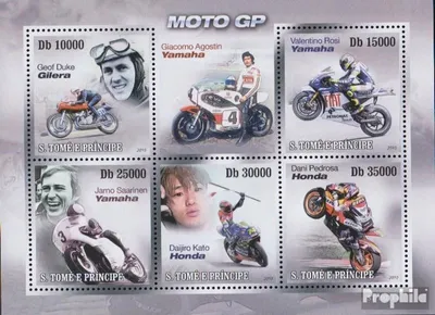 Produktbild von Briefmarken Sao Tome e Principe 2010 Mi 4406-4410 Kleinbogen (kompl.Ausg.) postfrisch Motorradrennfahrer