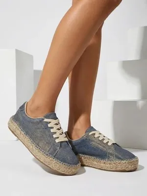 Produktbild von Aurelia Denim Espadrillos – Damen-Sneakers mit flachem Absatz und Stoff, Größe 37