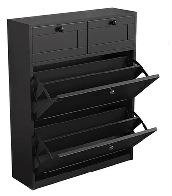 Zdjęcie produktu dla Szafka na buty z 2 drzwiami JY-231220, 80 x 24 x 100 cm, czarna