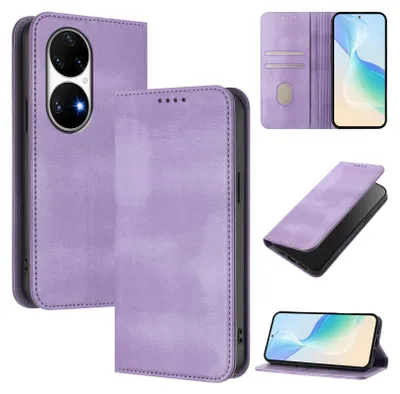 Obrázek produktu pro Pouzdro pro Huawei P50 Pro, vintage kožené pouzdro s RFID ochranou, přihrádkami na karty, stojánkem Fialový