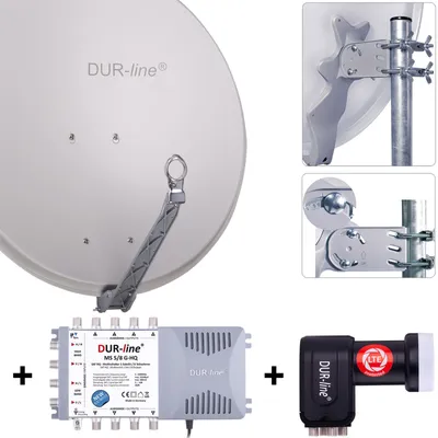 Produktbild von DUR-line Select 75/80cm Komplettanlage hellgrau 1xSAT/8TN