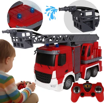 Produktbild von Ferngesteuerte FEUERWEHR mit Fernbedienung 1:24, Feuerwehrauto mit LED-Licht und GERÄUSCHEN
