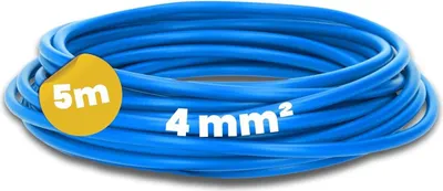 Imagen del producto de Cable de conexión Kalitec, 5 metros, H07V-K, 4 mm², azul. Cable flexible de conexión, cable con un solo conductor, cable trenzado de 4 mm², cable de conexión de cobre estanhado, cable individual, cable rígido para cuadros eléctricos, cable de conexión